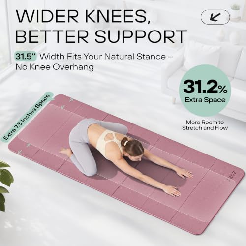 ZOEY 7-Fold Foldable Yoga & Exercise Mat, 74.8x31.5 Extra Wide 31.5 Inch XL Extra Large Lightweight Mat, Folding Pilates Stretching Mat, Anti-Slip Double Non Slip Noise Reducing Hot Yoga Mat, Odorless Non Toxic Eco TPE Workout Mat for Beginners Women Men,