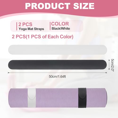 Yoga Mat Strap Slap Band, One Snap Yoga Mat Slap Band for Keep Mats Tightly Rolled Exercise Mat Sling Holder - color: Black/White