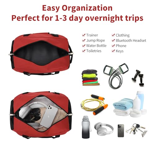 Apenze Small Gym Bag 18 inch Carry On Duffel Bag for Weekender Travel - Red - color: Red, size: 18inch