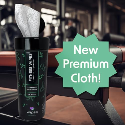 Wipex Fitness Equipment Wipes | Clean Gym Equipment, Yoga Mats, Peloton Bike Cleaner, Exercise Machine Wipes | Lemongrass, Eucalyptus, 75 Ct Canister - size: 75 Count (Pack of 1)