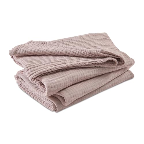 EMME Cotton Muslin Large Throw Blanket Couch Breathable Gauze Soft Lightweight Bed Blankets Adults (Heather Dusty Pink, 50"x70") - color: 06 - Dusty Pink, size: Large Throw (50" X 70")