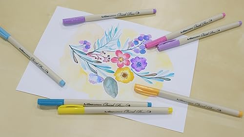 Artline Watercolor Brush Pens, Flexible Tip, EPFS-F, Multi-color, 24 Pack | Water-based brush markers for drawing, calligraphy, lettering, coloring, blending, illustration and artist projects - size: 1 Count (Pack of 24)