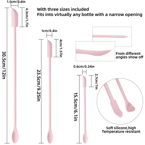 6 Pieces Multi Size Makeup Spatula, Beauty Spatula, Mini Small Silicone Spatula Set for Beauty and Kitchen, Tiny Scraper for Jar, Kitchen Bottles, Cosmetic (Pink) - color: Pink