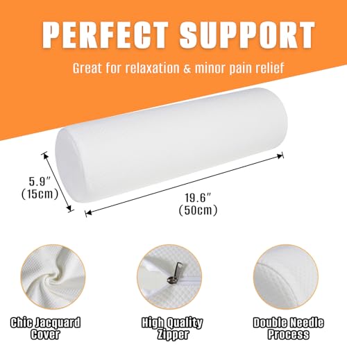 2 Pack Round Massage Table Bolster Pillow Pad, Bolster Pillow, Round Pillows, Suitable for Earthlite Massage Table (White, 5.9''x19.6'') - color: White, size: 5.9''x19.6''