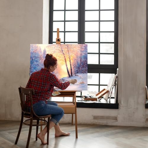 Beech Wood H-Frame Easel, 59"–75" Adjustable Height Studio Easel with Drawer & Shelf, 41" Canvas Holder 20KG Load, Heavy Duty Art Easel for Adults Artists Students Painting Display - color: EASEL-A