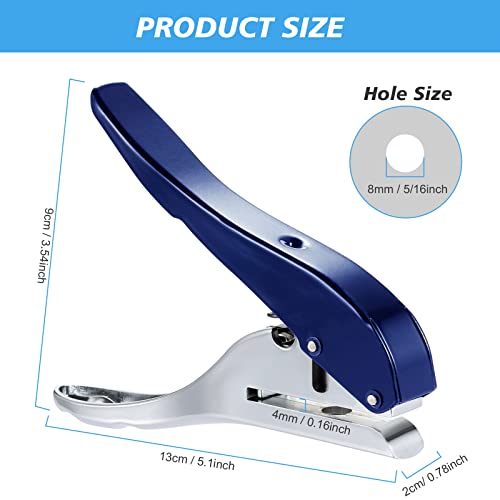 Heavy Duty Single Hole Punch - Portable Hand Held Paper Punch for Tags, Cards, Plastic & Cardboard (8MM Blue) - color: 8MM BLUE