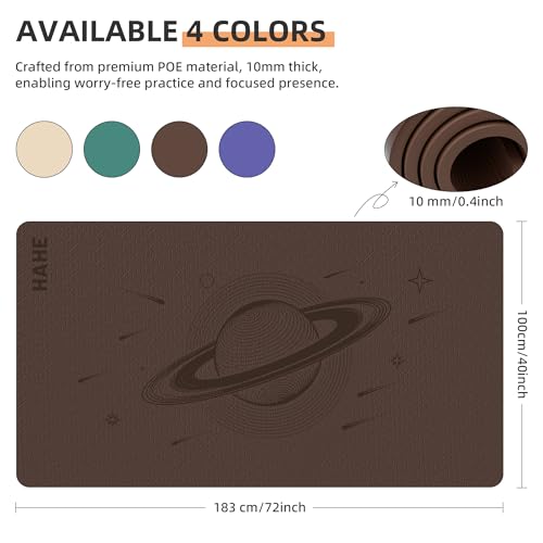 HAHE Extra Wide Yoga Mat, 72"x40"x0.4"Thick, Large Exercise Mats - color: Deep Brown