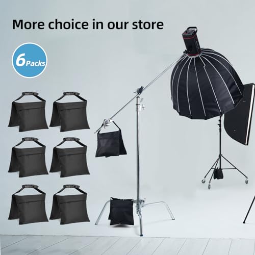 6 Packs Sandbags, Heavy Duty Sand Bags with 12 PE Bags, Sand Bags with Buckle Straps for Support Light Stand, C Stand, Light Stand with Caster, More 2/4/6/8/10/12/14 Packs Sandbag to Choose. - size: 6 PCS