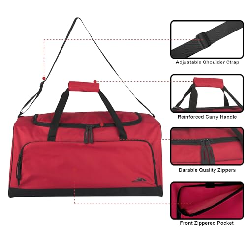 Lightweight Canvas Duffle Bags for Men & Women For Traveling, the Gym, and as Sports Equipment Bag/Organizer - color: Red 1