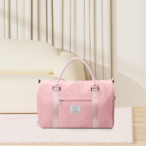 Gym Bag Womens Mens with Shoes Compartment and Wet Pocket Travel Duffel Bags for Women for Plane Sport Gym Tote Bags Swimming Yoga Small Waterproof Weekend Overnight Carry on Bag Hospital Holdalls - color: A7-Pink