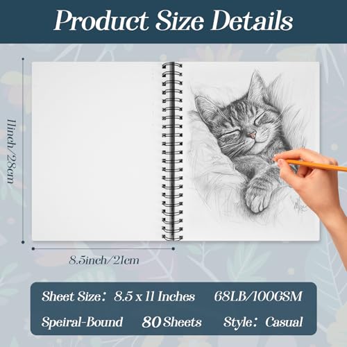 conda 8.5"x11" Sketch Book, 80 Sheets (68 lb/100gsm), Spiral Bound Artist Sketch Pad, Durable Acid Free Drawing Paper for Drawing Painting - color: Purple, size: 8.5"x11" 1 Pack