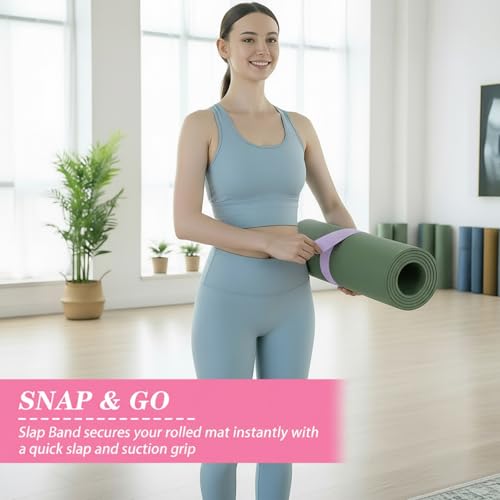 Yoga Mat Strap, One Snap Yoga Mat Slap Band for Keep Mats Tightly Rolled, Elastic One Snap Straps Band