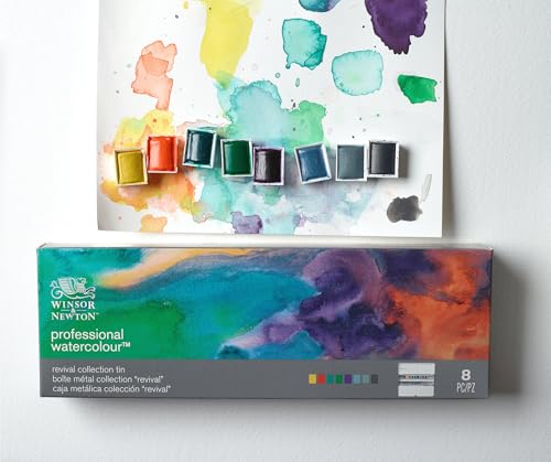 Winsor & Newton Professional Watercolour Paint, Revival, Half Pan Set of 8 | 8 Half Pans, Unrivalled Transparency, Single Pigment Vibrant Colors, Archival Permanence, Heritage Brand, Finest Pigments - style: Revival Collection Half Pan Set