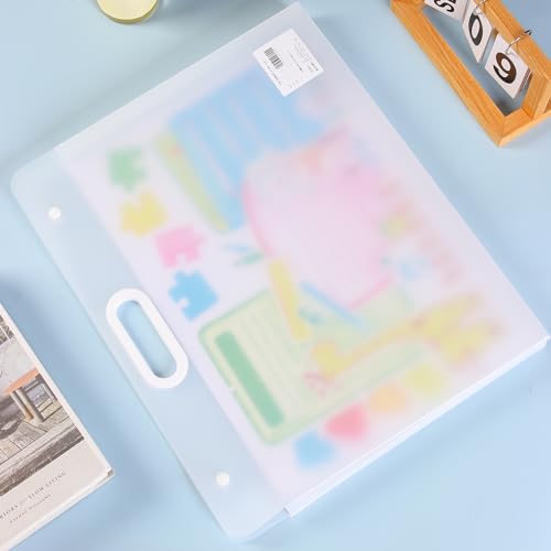Plastic Art Portfolio Folder with Handles and Snap 17 x 14 inch Large Waterproof Artwork Storage Containers for Drawing Sketch Photography Poster Files Document (White, A3) - color: White, size: A3