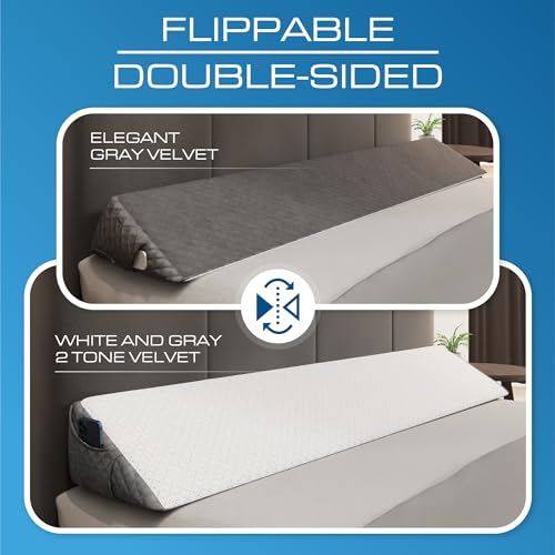 Kolbs Bed Wedge Pillow for Headboard | Modern Stylish Pillow to Fill Gap Between Headboard and Mattress | Bed Gap Filler (Twin Headboard Wedge Pillow - 39") - size: Twin Headboard Wedge Pillow - 39" - Grey