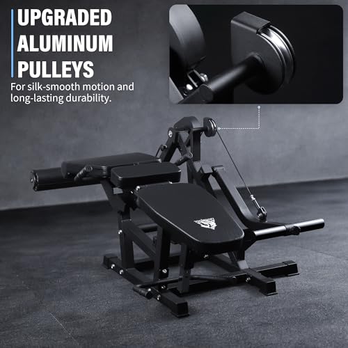 LIONSCOOL Leg Extension and Curl Machine V4.0, 800lbs Weight Capacity | Seated Leg Extension, Lying/Prone Leg Curl, 2-Inch Plate Loaded Cable Strength Training Equipment, Home Gym Thigh Workout