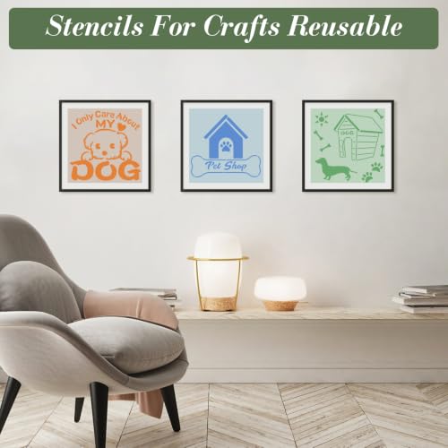 Pet Stencils for Crafts Reusable 25Pcs Stencils(5.9X5.9 Inch) | DIY Art Painting Stencil Furniture Decor Kit for Wood Embroidery Wall Silk Screen Journaling - color: Pet