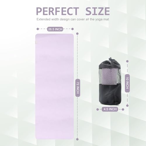 Eunzel Hot Yoga Mat Towel, Soft Suede Microfiber 72" x 26.5" | Super Absorbent, Soft Suede Microfiber, Hot Yoga & Bikram, Comfortable Practice Surface - color: Taro Purple (Yoga Towel, 72"x26.5")