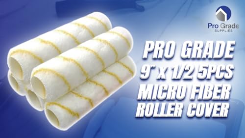 Pro Grade Paint Roller Covers, 9 Inch, 1/2 Inch Microfiber Nap, 5 Pack | For rough, smooth & semi-smooth surfaces | Walls & ceilings | Interior & exterior | Shed-resistant, lint-free