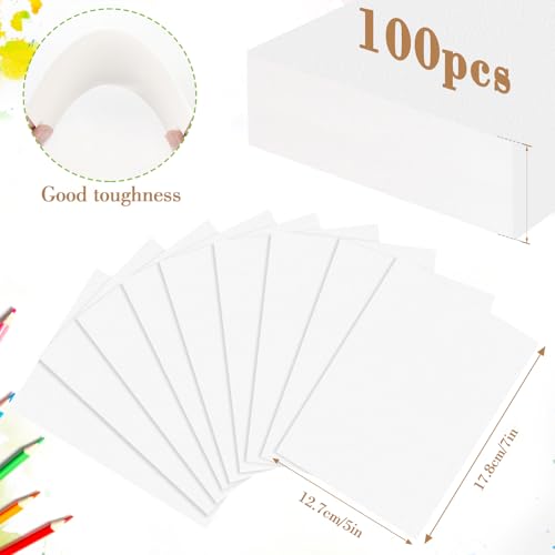 100PCS 5x7 Watercolor Paper Bulk, 140lb/300g Cold Press Thick Water Color Paper Pad for Child Adult, White Art Paper for Drawing Painting Markers Gouache, Textured Cotton Paper Sheets - color: White-100pcs, size: 5x7