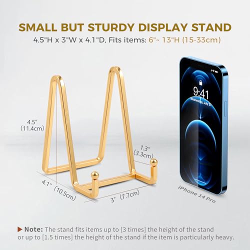 Plate Holder Easel Display Stand - 4.5 inch Metal Plate Stands for Display - Tabletop Picture Stand - Gold Iron Easels for Display Pictures | Photo Frames | Book | Decorative Plates | Plaque -4 Pack - size: 4.5 inch-4