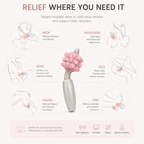 VibeRoll Mini Massage Tool for Trigger Point Relief, Handheld Muscle Roller Stick for Neck, Legs, Arms & Back, Portable Deep Tissue Recovery Tool