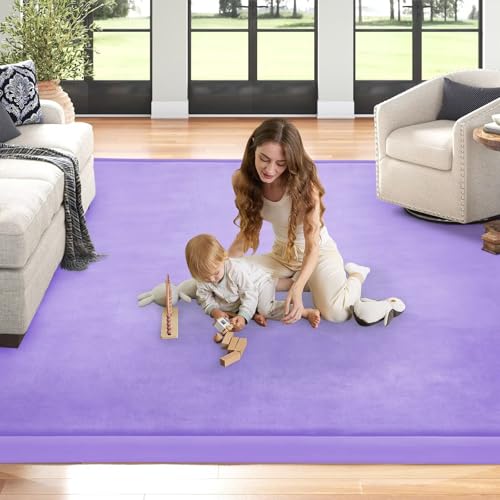 Baby Play Mat for Floor Nursery Muscle Mat Area Playroom Rug 39"x59" Elastic Foam 1.3" Thick Crawling Mat for Babies,Toddlers, Infants,Kids (Lavender) - color: Lavender, size: 39"x59"