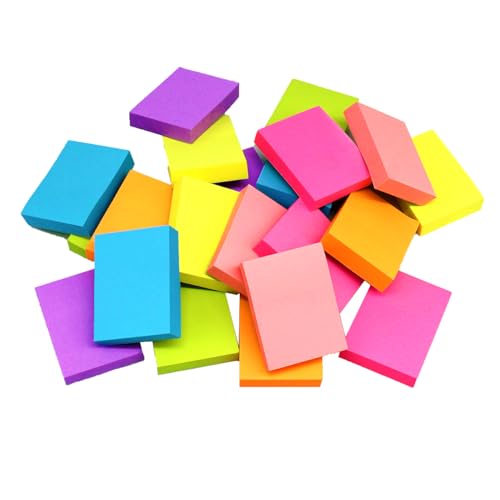 Mini Sticky Notes 1.5x2 Inches, Bright Colors Self-Stick Pads | 24 Pack, 75 Sheets/Pad,1800 Sheets