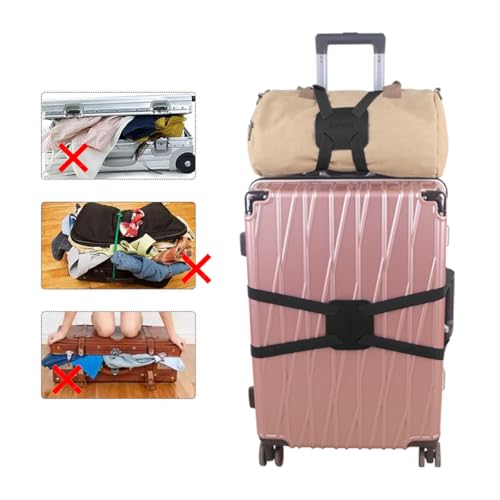 Luggage Straps Bag Bungees for Add a Bag Easy to Travel Suitcase Elastic Strap Belt (Black Luggage strap-1PCS) - color: Black luggage strap
