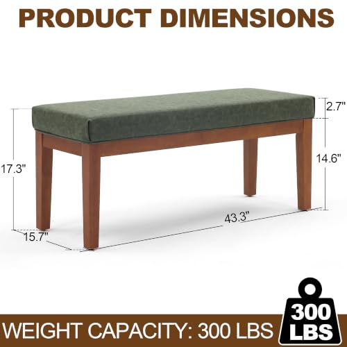 43.5" Upholstered Faux Leather End of Bed Entryway Bench, Olive Green - color: Olive Green-pu