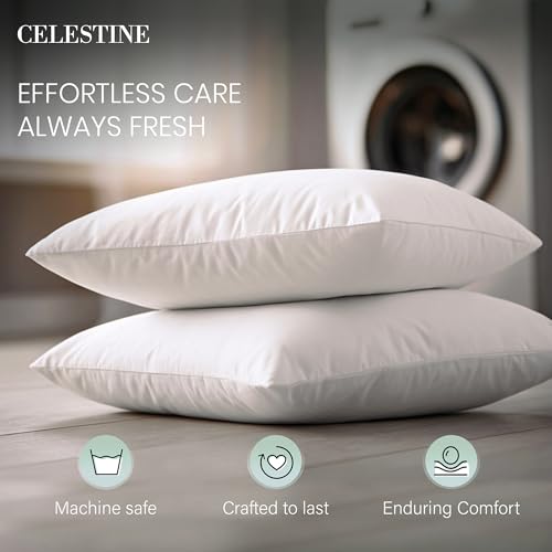 King Size Bed Pillows Set of 4 – Soft & Supportive Down Alternative Microfiber Filling, Plush White 36x20 Sleeping Pillows for Side and Back Sleepers, Breathable, Machine Washable
