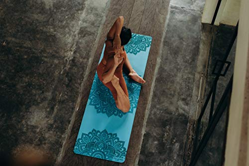 YOGA DESIGN LAB | The Infinity Mat | Luxurious Non-Slip Design Provides Unparalleled Grip to Support and Align You Beautifully | Eco-Friendly | w/Carrying Strap! - color: Mandala Aqua, size: 3mm
