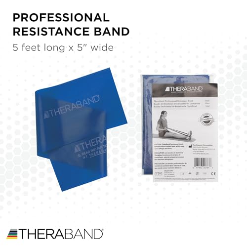 THERABAND Professional Resistance Band, Blue Level 4 Extra Heavy, 5 ft | Elastic resistance band for exercise, strength training, stretching and physical therapy - ideal for home workouts - color: Level 5 / Special Heavy - Blue