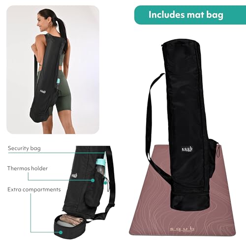 Yoga Mat Thick 5mm – Non Slip Exercise Mat Workout Surface, PU Natural Rubber Grip, Extra Large 183x68 cm Wide Design, Pilates Fitness Training, Includes Strap & Carry Bag - color: WINE