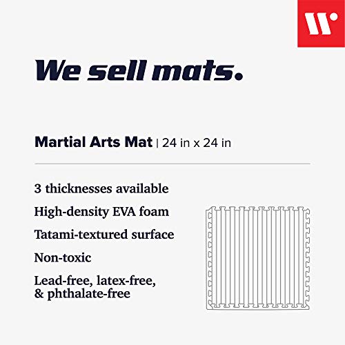 We Sell Mats 1 Inch Thick Martial Arts EVA Foam Exercise Mat, Tatami Pattern, Interlocking Floor Tiles for Home Gym, MMA, Anti-Fatigue Mats, 24 in x 24 in - size: 24"L x 24"W x 1"Th