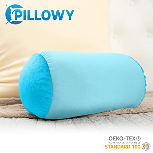Microbead Bolster Neck Roll Pillow, 14x8 in Cylinder Tube, Aqua Green | Silky smooth face helps prevent sleep creases and hair breakage, light squishy support for head and shoulders, travel ready - color: Aqua Green