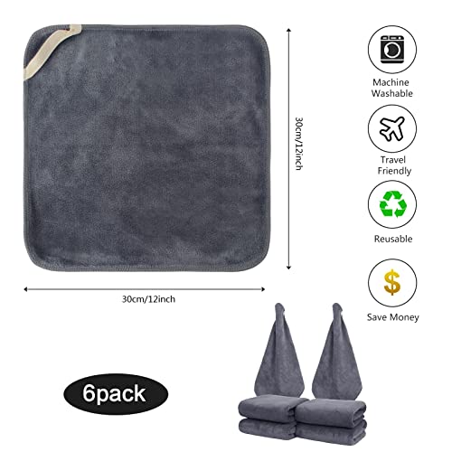 SINLAND Microfiber Facial Cloths Fast Drying Washcloth 12inch x 12inch Grey 6 pack … - color: Grey, size: 1 Count (Pack of 6)