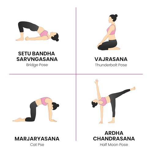 JAZZY BLANC Yoga Poses Poster with Magnetic Frame – 36 x 24-inch Premium Yoga Poster – Waterproof Yoga Poster – Yoga Accessories – Yoga Wall Art with 77 Yoga Poses and Stretches. (Pink)