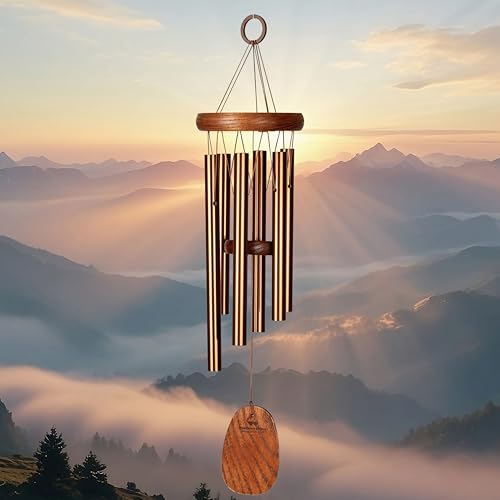 Woodstock Wind Chimes Amazing Grace Chime Wind Chime Inspirational and Memorial Gifts Wind Chimes for Outside Patio Home or Garden Decor (Bronze, 16" Small) - color: Bronze, size: 16" Small
