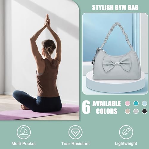 WOLT Gym Bag For Women, Yoga Mat Bag with Shoes Compartment, Wet Pocket and Water Bottle Pocket - color: Lightgrey