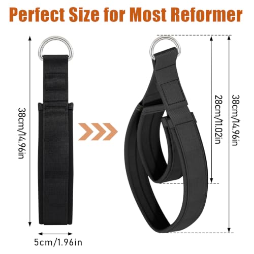Pilates Loops Compatible with Tonal Smart Home Gym, Double Loop Soft Lined Pilates Straps with T Lock Adapter, W/Snap Hooks - color: Deep Black