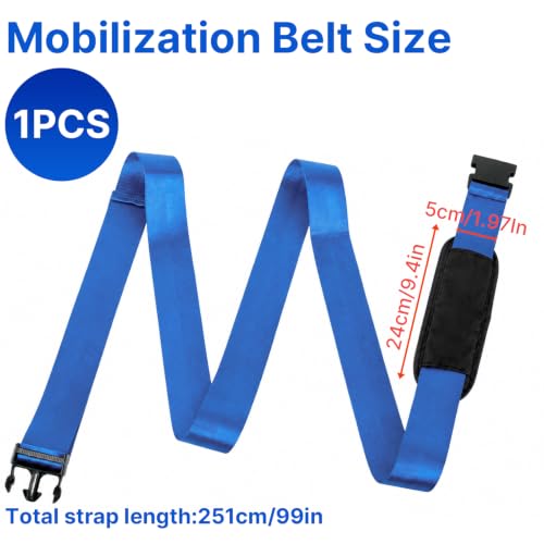 Mobilization Belt - Physical Therapy Belt Strap, Adjustable Mobilization Band Pt Strap with Thick Pad for Rehabilitation Yoga Leg Hip Exercise Seatbelts Stretching Mobility & Gym Techniques (Blue) - color: Blue