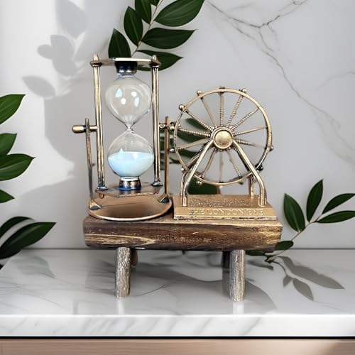 Vintage Steampunk Ferris Wheel Sand Timer - Handcrafted Wooden Desk Decor, ASMR Sensory Toy, Eco-Friendly Gift with Premium Packaging (7.8x5.7x2.5in)