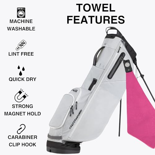Magnetic Golf Towels for Golf Bags with Clip & Ultra Strong Magnet - Waffle Weave Microfiber Towel for Secure Hold on Bags & Carts - Ideal Club Cleaner & Accessories - Pink - color: Pink