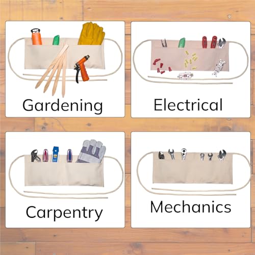 2 Pocket Canvas Work Waist Nail Apron Belt Washable Tool Utility Gardening Woodworkers Roofers Artists & Crafts - color: Canvas 12 Pack