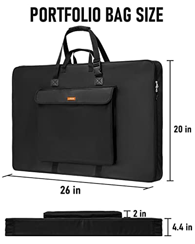 Nicpro Art Portfolio Bag 20 x 26 in, Nylon Artist Carrying Bag Waterproof | Soft Sided Bag, Adjustable Shoulder Strap, Storage Case for Artwork Sketch Drawing Canvas Photography Poster Solar Panel - size: 20 x 26 inches