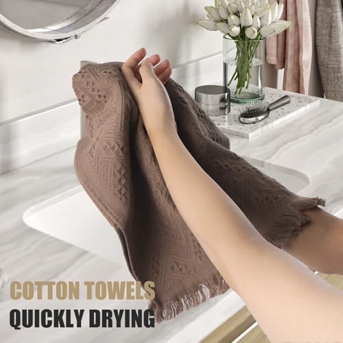 4 Pack Boho Bathroom Decor Hand Towels - color: Brown