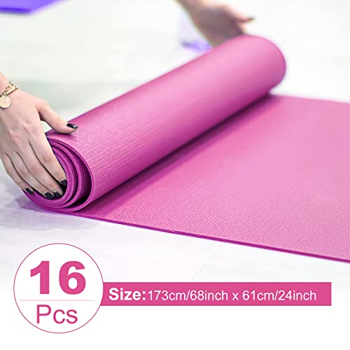 Funtery 3 mm Thin Yoga Mats Bulk, 68 x 24 in - color: Rose Red