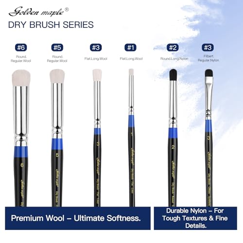Golden Maple Dry Brushes for Miniature Painting - 6PC Drybrush Set Miniature Dry Brush for Model, Tabletop Wargames Miniature Acrylic Oil Painting, Blue - color: Blue