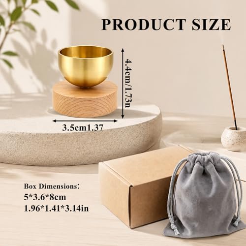 Mini Singing Bowl Set,Portable Brass Meditation Sound Bowl for Yoga | Chakra Healing,Stress Relief & Mindfulness,Self Regulation Tools,Handheld Singing Bowl,Unique Spiritual Gift